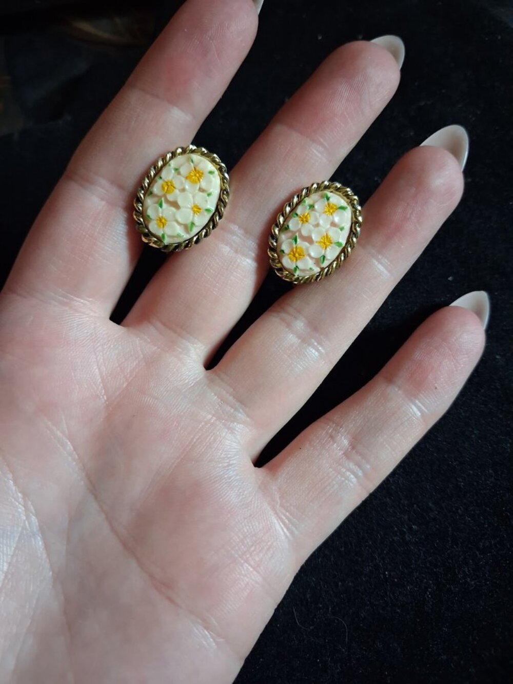 Vintage Floral style clip on earrings
